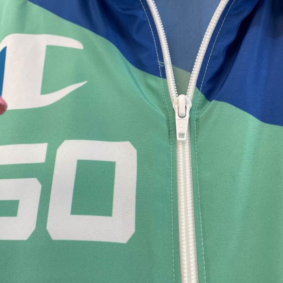 Champion Think 450 NBPA Rare Lightweight Half Zip Jacket Blue and Green - Picture 12 of 15